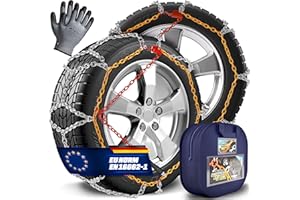 TRESKO® 2x Schneeketten Auto inkl. Handschuhe und Aufbewahrungsbox | PKW Metall Reifenketten | Schneekette EN 16662-1 & ÖNORM V5117 | Schnelle Montage | Für Front-, Heck-, Allrad (TK 100)