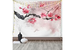 ABAKUHAUS Floreale Arazzo, Acquerello Arte Floreale, Tessuto Parete Appeso Decorazione per Camera da Letto, Soggiorno, dormitorio, 150 x 110 cm, Scuro Corallo Pallido Salmon