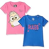 Joshua Tree Girl's Angry Birds Regular fit T-Shirt (HPKO2-T25_Pink Royal Blue 2-3 Years)
