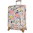Lily Bloom Design Pattern Luggage 24 Inches Softside Expandable Suitcase with 4-Rolling Spinner Wheels for Woman - Durable Mid-Sized Lightweight Checked Bag, Trop Pineapple, 24"