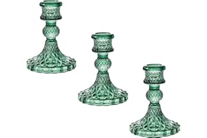 ENJINKAIL Glass Candle Holder - Taper Candlestick Holders, Decorative Candle Sticks Set of 3, for Formal Events, Wedding, Church, Table Centerpiece Decoration