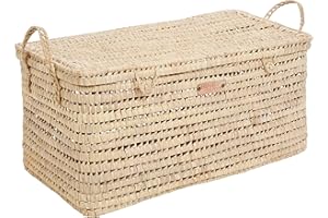 Bohome Living - Coffre de Rangement, Malle à Jouets en osier tressé, Déco Bohème Chic (80cm)