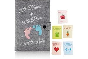 Little Moonshine Funda Premium para cartilla de Embarazada de Fieltro Puro - Elegante y Duradera - Espacio para Fotos, Tarjetas, Pasaporte y Documentos - Gris Claro