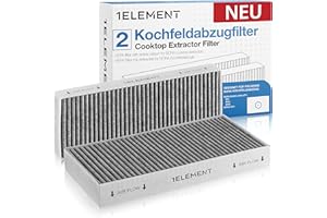 1ELEMENT Lot de 2 filtres pour BORA Basic & GP4 [BHU, BIU, BFIU] - Remplace BAKFS - Lot de 2 filtres à charbon actif pour neutraliser les odeurs et filtrer les particules de graisse et de saleté