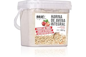 BEST PROTEIN, Harina de avena integral, Gachas de avena ricas en hidratos de carbono y fibra, Sabor fresa, 1900 g = 63 servicios