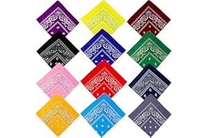MAOXINTEK ISIYINER Paisley Bandanas Novelty, Cowboy Headband Print Neckwear Neckerchief Cycling, Square Neck Head Scarf Handkerchiefs, Wrap Scarf Wristband for Men Women and Kids (12 PCS)