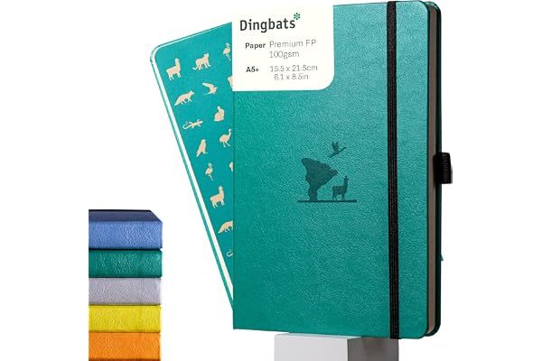 Dingbats* - Earth Carnet de Notes A5 Pointillé - Moyen, Couverture Rigide, Journal en Cuir PU - Fermeture élastique, Porte-stylo, Marque-page
