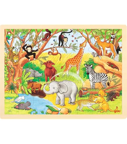 Goki- Zoo Puzzle en Bois, 2041635 Goki- Zoo Puzzle en Bois, 2041635