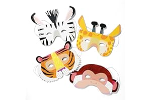 Talking Tables Jungle Theme Supplies Safari Zoo Masks | for Birthday Party | Paper, 8 Pack, KidsMasks, Medium
