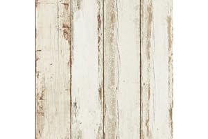 BRICOFLOR Papier peint imitation bois flotté | Papier peint bois blanc intissé 36893-1 | Papier peint pas cher pour couloir étroit et sombre & cuisine !