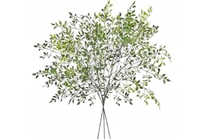 Avoik Piante Artificiali 3pcs Steli di Verde Finto, Ramoscelli Foglie Rami Artificiale di Ficus Steli di Piante Finte in Plastica Verde per Vaso Decorazione Domestica Giardino, 110 cm