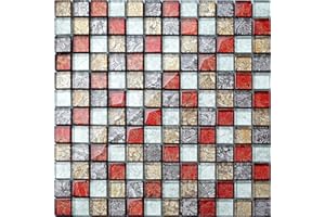 GRAND TAPS Hong Kong Red Black Brown Autumn Glass Mosaic Tiles Sheet (MT0091) (1 Sheet)