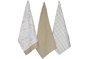 NORA HOME Set 3 Paños de Cocina de Jacquard 45 x 70 cm Beige 100% Algodón - Ramo