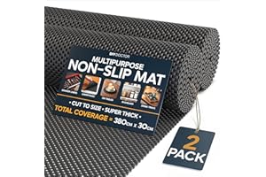 DIY Doctor Anti Slip Gripper Rolls 2 Pack – 190 x 30cm Non Slip Rug Underlay for Laminate Flooring – Carpet and Rug Grippers – Rubber Mat Shelf and Drawer Liner - Black