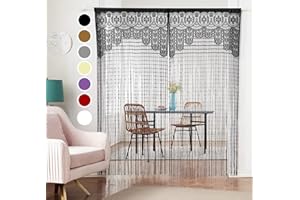 HSYLYM Lace Curtains Lightweight Soft Fine Texture Delicate Voile Lace Window Curtains for Living Room,Black,90x240cm(35x94inch)