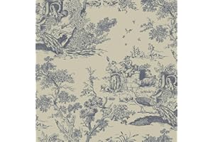 Yomshi Self Adhesive Wallpaper Blue and Beige Wallpaper Peel and Stick Wallpaper Tree and Animal Wallpaper 41×300cm Contact Paper Vintage Wallpaper for Living Room Bedroom Furniture
