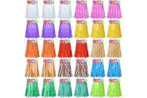 Sumind 30 Pezzi Gonne Hawaiane Gonne Corte in Plastica per Feste Gonne da Ballo Colorate Gonne Luau per Festa dei Bambini Spettacolo all'Asilo Compleanno Estiva, 12 Pollici