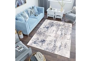 TAPISO Sky Area Rug Abstract Multicolour Designer Ivory Blue Grey Modern Living Room Bedroom Nursery Durable OEKO-TEX Carpet Size - 160 x 220 cm (5ft3 x 7ft3)