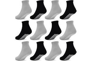 HYCLES Skarpety stoperowe dla dzieci – 12 par skarpet z tworzywa ABS, dla dzieci, chłopców, małych dzieci, antypoślizgowe, dla dziewczynek w wieku 0-10 lat