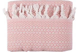 Tuiste Copriletto, in cotone, copridivano, coperta per TV, coperta reversibile, copridivano, coperta estiva, coperta da picnic (rosa chiaro, 250 x 265 cm)