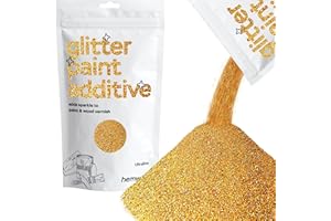 Hemway Glitter Paint Additive 100g / 3.5oz Crystals for Acrylic Emulsion Paint - Interior Wall, Furniture, Ceiling, Wood, Varnish, Matte - Ultrafine (1/128" 0.008" 0.2mm) - Gold Holographic