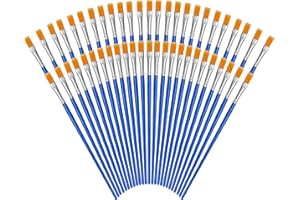 Kurtzy Pinceaux Peinture Bleus (Lot de 50) - Pinceaux Acrylique, Aquarelle et Huile en Poil de Nylon avec Manche en Plastique - Petit Pinceau Peinture Fin et Plat - Art et Artisanat