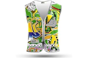 ‎REEFLEXX REEFLEXX Kinder-Fahrradweste - Stylische Warnweste mit auffälligen Farben/Mustern und starken Reflektoren - Erhöhte Sichtbarkeit im Straßenverkehr.