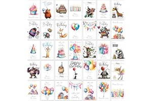 THE LAZY PANDA CARD COMPANY 36er Set hochwertige Geburtstagskarten – Glückwunsch- & Postkarten zum Geburtstag – Happy Birthday Karten im Postkarten-Set – Männer Frauen