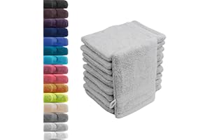 10er Set Waschhandschuhe Waschlappen Silber 16x21 cm | 100% Baumwolle Frottier | Oeko-TEX® Standard 100 | Premium Qualität 500 g/m²