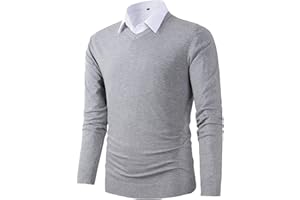 BENIBOS Mens Casual Slim Fit Basic Designed V-Neck Pullover Sweater
