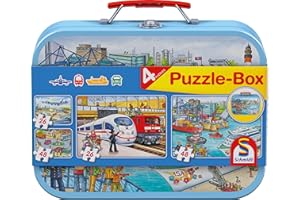 Schmidt Games 56508 Transport, Puzzle Box, 2x26, 2x48 Pieces Children's Puzzle