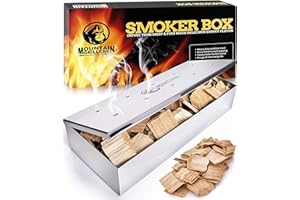 ‎MOUNTAIN GRILLERS Räucherbox zum Grillen aus Edelstahl - Smokebox für Ein Tolles Aroma Beim BBQ für Gasgrill, Kohlegrill und Holzgrill - Räucherzubehör Für Barbecue mit Klappdeckel – Universal Geschenk für Männer