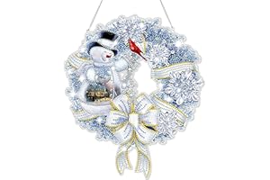 GADITIEK Diamond Painting Natale Doppia Faccia Pendente, 5D Strass Diamond Art Painting Appendere Ornamenti, Christmas Pittura Diamante Pendente Kit per Porta Parete Finestra Hanging Decorazione (White)