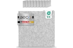 Aeco Sound® - Akustikkacheln aus Akustik-Filz, selbstklebend, extra dick 15mm, 9 Stück, je 30x30cm - Wandpaneele, Wandschutz, Schallschutz, Akustikplatten, Akustikpaneele (Grau)