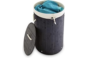 Relaxdays Cesto para la Colada, Bambú, Negro