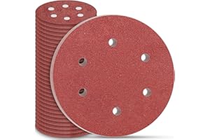 STEBRUAM 225mm Sanding Discs 30Pcs 6 Hole Hook & Loop Sanding Pads, Grit 80 for Drywall & Orbital Sanders