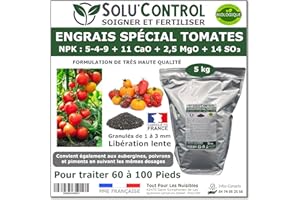 TOUT POUR LES NUISIBLES 5 kg d'Engrais Spécial Tomates, Aubergines, Poivrons, Piments - SoluControl - Formulation haute qualité Organo-Minerale - Utilisable en Agriculture Biologique