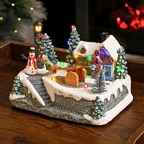 Marco Paul Animated See-Saw Christmas Village Scene - Large 15cm