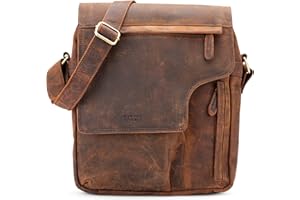 LEABAGS Leder Umhängetasche Herren & Damen I Echtleder Laptoptasche bis 13 Zoll I Messenger Bag mit Schultergurt I Schultertasche I Arbeitstasche I Tragetasche I Handtasche I Vintage Rotbraun