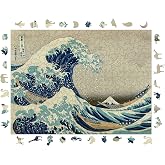 WePuzzleUp Ahşap Puzzle Yetişkin - Kanagawa'nın B&uuml;y&uuml;k Dalgası - 450 Par&ccedil;a, 29 x 39 cm - Yapıştırıcı Folyo Dahil - Benzersiz Ş