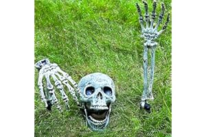 ‎EYGLAJDD Eyglajdd 3 Stück Halloween Deko Skelett Spieße mit Armen and Totenkopf, Gruselige Grabdekoration für Garten, Grabschmuck mit vergrabenen Schädeln & Händen, Outdoor Spieße für Gräber Partys