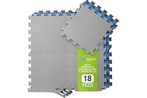 ZENONE SPORTS ZenProtect Tappetino da Fitness a Puzzle Antiurto, Set di 18 tappetini Puzzle ad Incastro per Sport, Fitness e Sale di Allenamento, Tappetino per Attrezzature Sportive o Garage, 30 x 30 x 1 cm