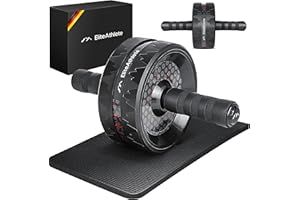 ‎ELITEATHLETE EliteAthlete Bauchroller Bauchmuskeltrainer - AB Roller - Bauchtrainer für Zuhause - Bauch Weg - Abdominal Trainer - AB Wheel inkl. gepolsterter Kniematte