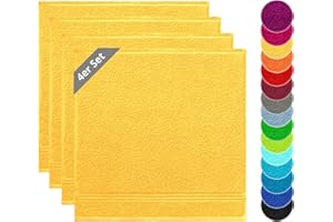 Lashuma Geschirrtücher 100% Baumwolle 50x50cm Gelb, Linz 4er Set Frottee Trockentücher für Hände
