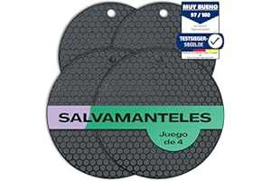 NETROX Salvamanteles de Silicona 4 Piezas - Resistente al Calor hasta 230°C - Seguro para Alimentos - Protector de Cocina - Protege Ollas y Sartenes - Alfombrilla para Inducción - Tapetes Antideslizantes