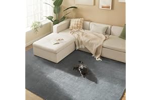 ‎SONGMICS SONGMICS Teppich, 200 x 290 cm, Wohnzimmerteppich, Rutschfester Teppich, Dekoration, für Wohnzimmer, Schlafzimmer, maschinenwaschbar, modern, Taubengrau TAR014G01