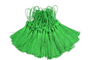 Makhry 100pcs Nappe Segnalibro 13cm / 5 Pollici Filo di Seta con 2-Inch Cord Loop e Piccolo Nodo Cinese per la Creazione di Gioielli, Souvenir, Segnalibri, Accessori Artigianali fai da te (Verde)