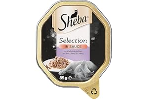 Sheba Selection in Sauce – Katzenfutter mit Kalbshäppchen in Sauce für ausgewachsene Katzen – 22 x 85g Katzennahrung