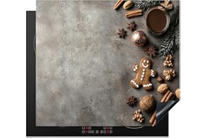 KitchenYeah© Protection Plaque Induction 59x52 cm Protege Deco Cuisine Cache Protège De Cuisson Accessoires Hiver - Noël - Chaud - Nourriture