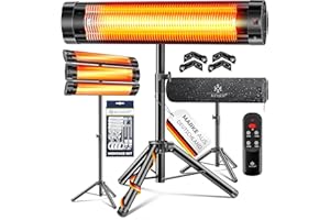 KESSER® Infrarotstrahler Heizstrahler Terrassenstrahler 2500W mit Fernbedienung inkl. Schutzhülle höhenverstellbarem Teleskopstativ Wickeltischstrahler Terrassenheizer Quarzstrahler Infrarot